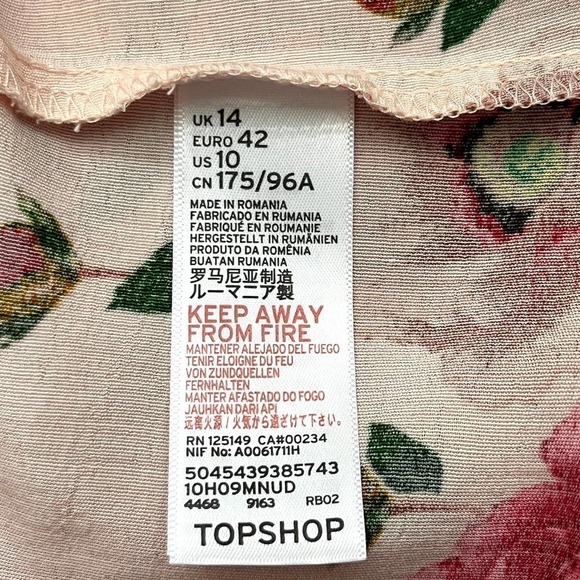 NWT Topshop Button Front Slip Midi‎ Dress in Pink Nude Rose Floral, Size 10 - Picture 11 of 11